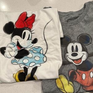 Disney Minnie Mouse White Graphic Tee and grey Mickey tee